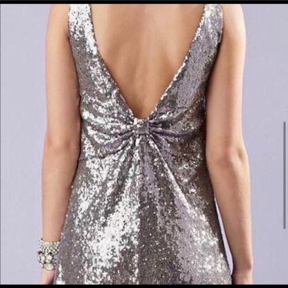 Sequined Mini Dress with Bow Tie Back - S - Picture 4 of 6
